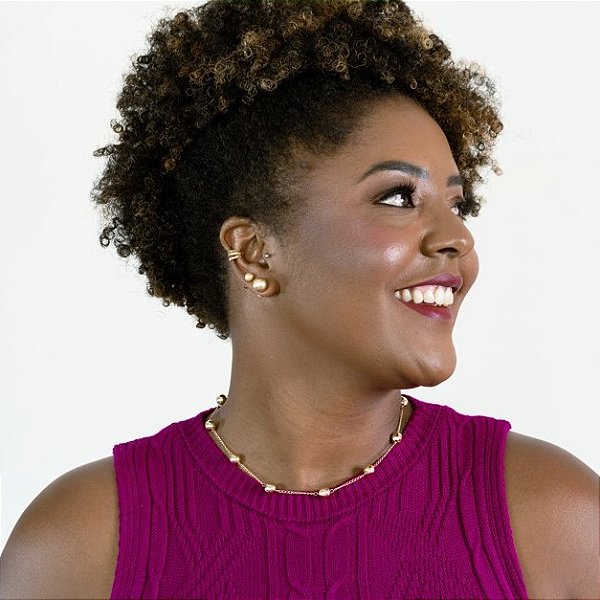 COLAR BOLAS LISAS 40CM  SEMIJOIA COM BANHO DE OURO 18K