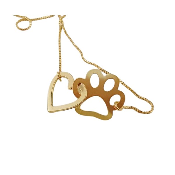 COLAR PERSONALIZADO PATINHA OU BONECO +CORAÇÃO BANHO DE OURO