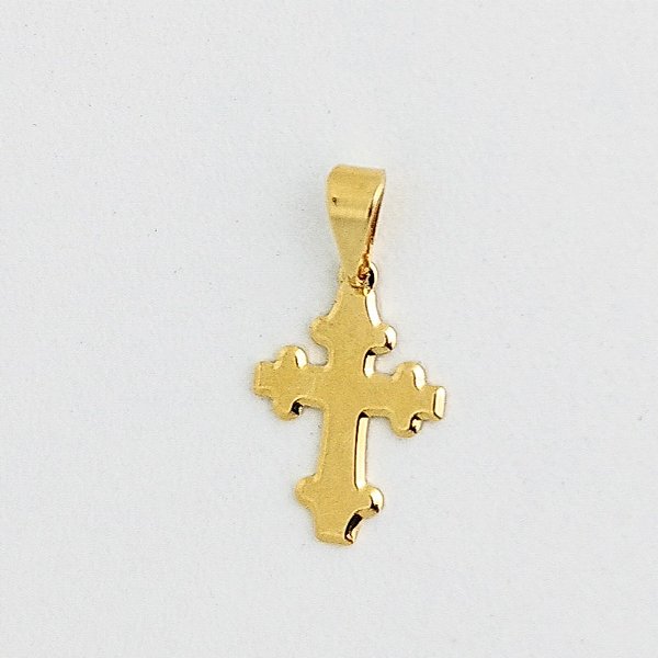 SOMENTE PINGENTE CRUZ LISA COM BANHO DE OURO 18K - 02cm x 01cm
