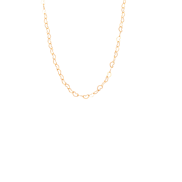 CORDÃO DE CORAÇÃO CORRENTE ELOS 45CM SEMIJOIA COM BANHO DE OURO 18K