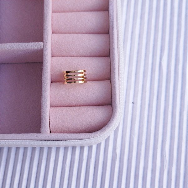 BRINCO PIERCING FAKE 4 FILEIRAS PONTA QUADRADA SEMIJOIA COM BANHO DE OURO 18K