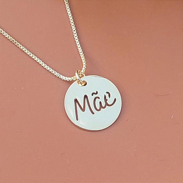 COLAR PERSONALIZADO MEDALHA COM 1 PALAVRA VAZADA SEMIJOIA BANHO DE OURO 18K