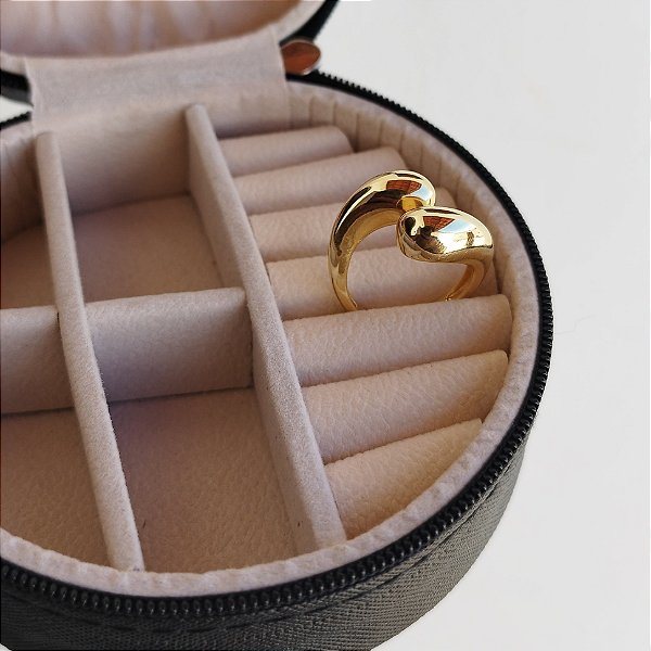 ANEL AJUSTÁVEL COM DUAS PONTAS GROSSAS COM BANHO DE OURO 18K