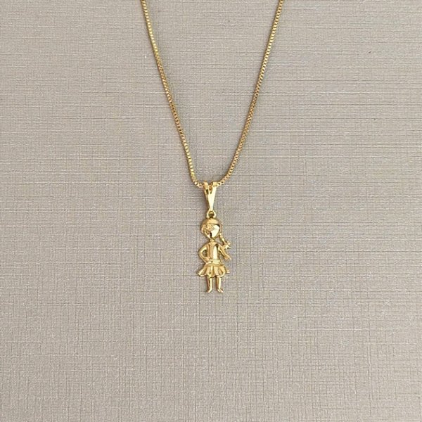 COLAR PINGENTE FILHO FILHA MÃE DE 1 SEMIJOIA COM BANHO DE OURO 18K