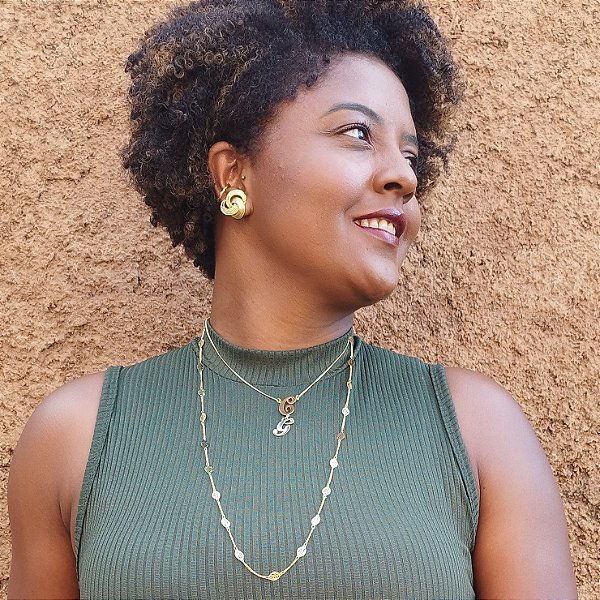 COLAR PERSONALIZADO LETRA LISA DUPLA DOURADA SEMIJOIA BANHO DE OURO 18K