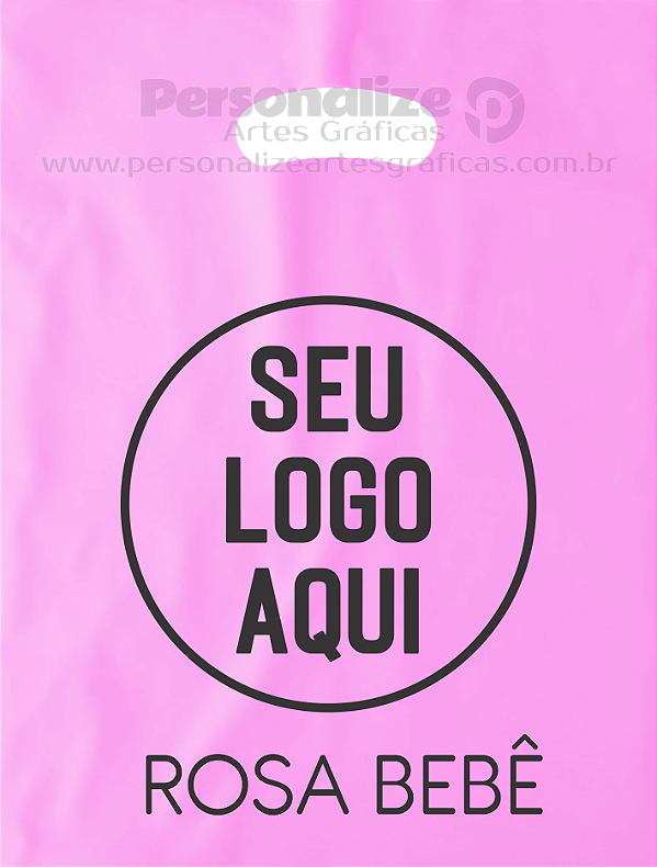 Sacola Plástica Personalizada Rosa Bebê - Tamanho 20X30