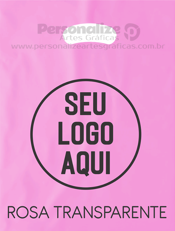 Sacola Plástica Personalizada Rosa Transparente - Tamanho 20X30