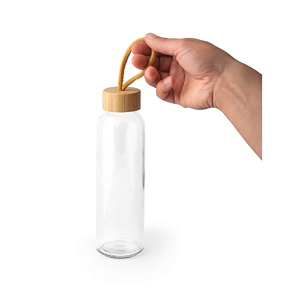 Squeeze para Sublimação 500 mL em Vidro com Tampa em Bambu