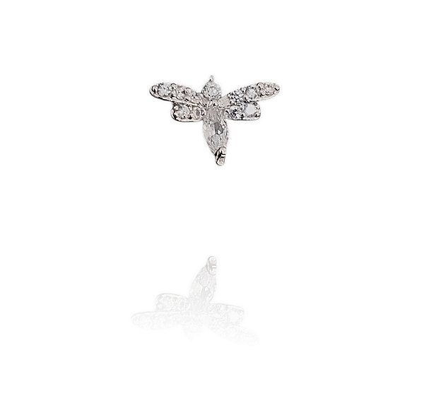 Brinco vespinha cravejada cristal banhado ródio branco