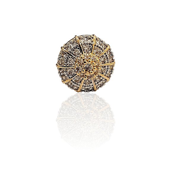 Brinco circular cravejado de zircônias banhado ouro