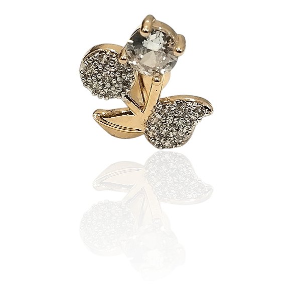 Brinco cerejas com zircônia banhado ouro