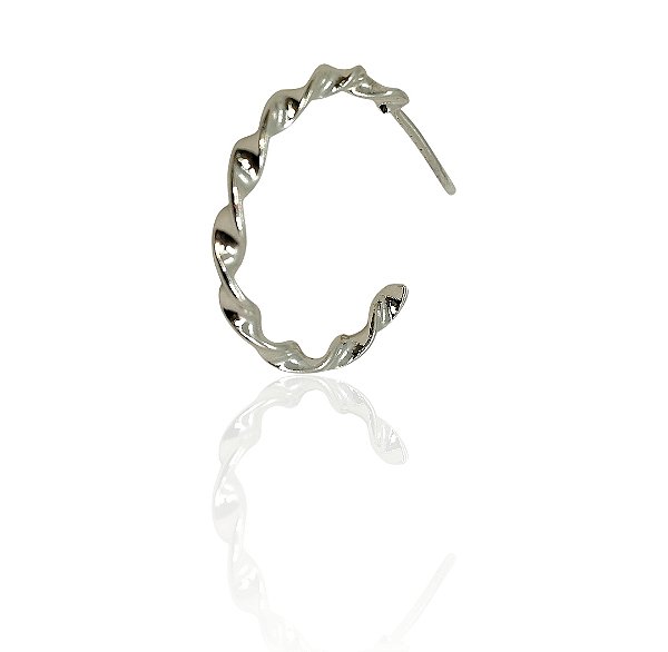 Brinco argola 20mm 2 fios torcidos banhado prata