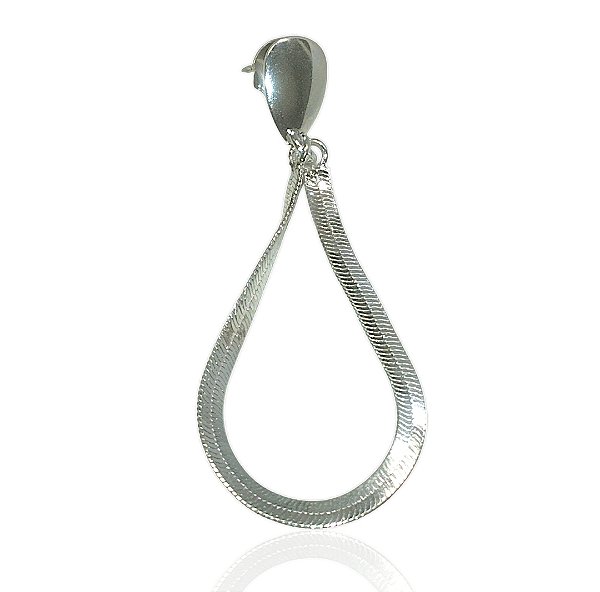 Brinco gota malha articulável banhado prata