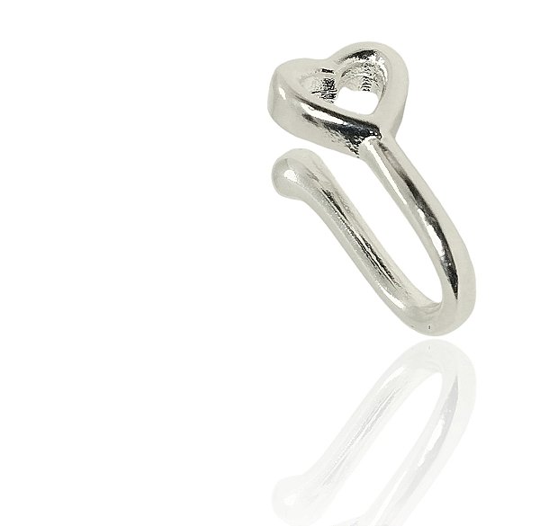 Brinco coração piercing fake banhado prata-1pç