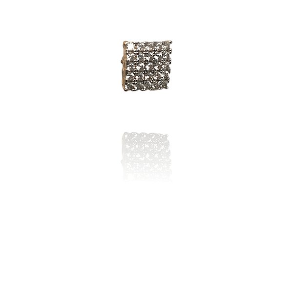 Brinco quadrado 8mm cravejado de zircônias banhado ouro