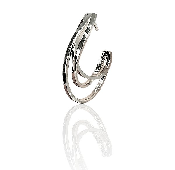 Brinco lua 3 fios banhado prata