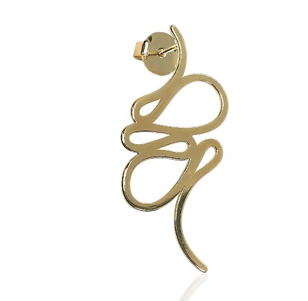 Brinco fio curvas onduladas banhado ouro