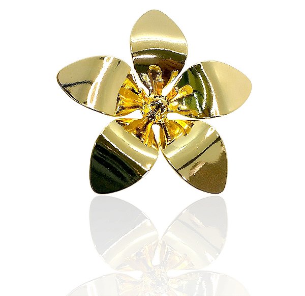 Brinco flor 5 pétalas banhado ouro