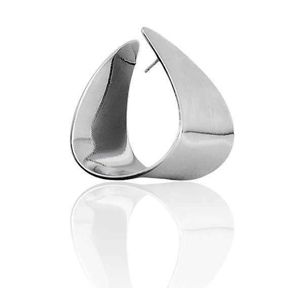Brinco curva banhado prata
