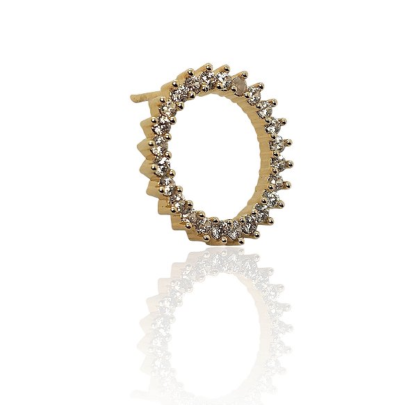 Brinco aro com zircônias banhado ouro