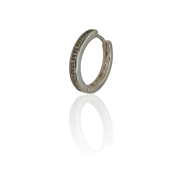 Brinco argola 15mm com zircônias banhado prata