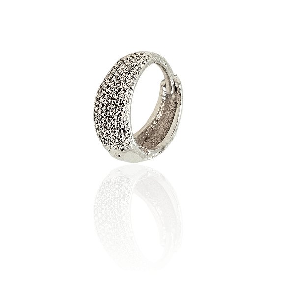 Brinco argola pontos de luz banhado prata