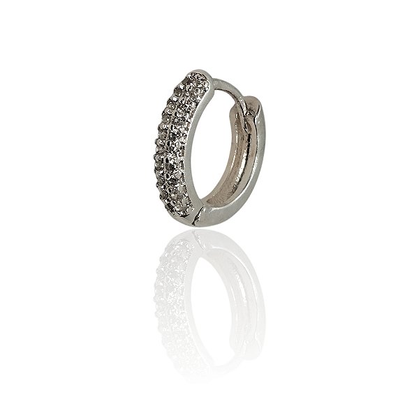 Brinco argola 11mm com zircônias banhado prata