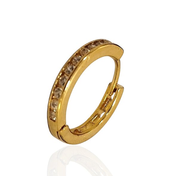Brinco argola 15mm com zircônias banhado ouro