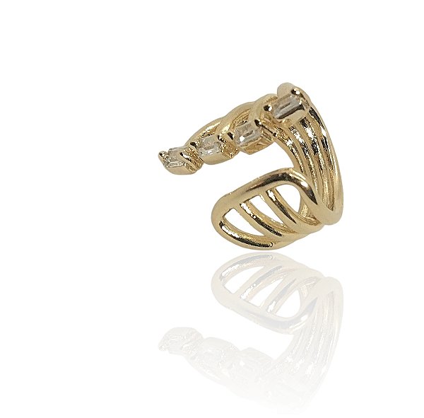 Brinco 4 argolas com zircônias piercing fake banhado ouro-1pç