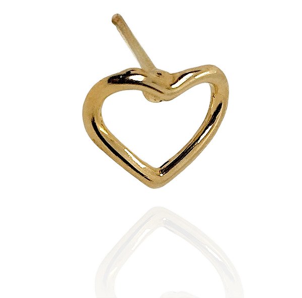 Brinco coração convexo banhado ouro
