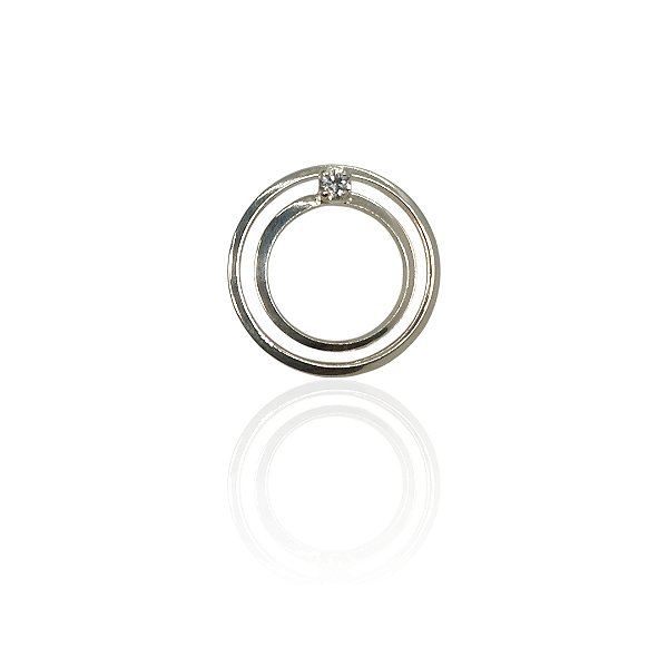 Brinco 2 círculos e 1 ponto de luz banhado prata