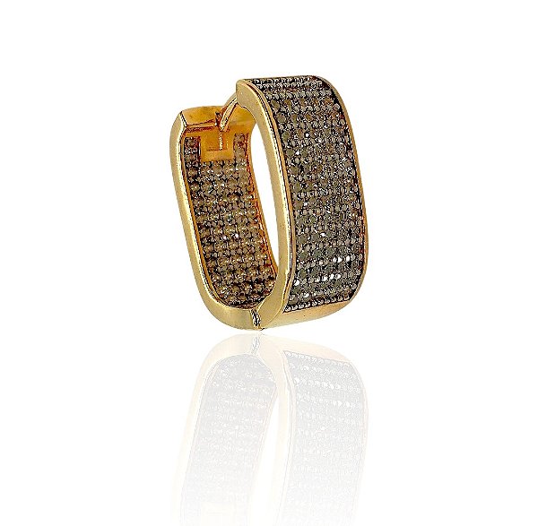 Brinco argola larga cravejado dentro e fora  cristal ou verde banhado ouro
