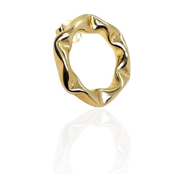 Brinco círculo torcido hexagonal banhado ouro