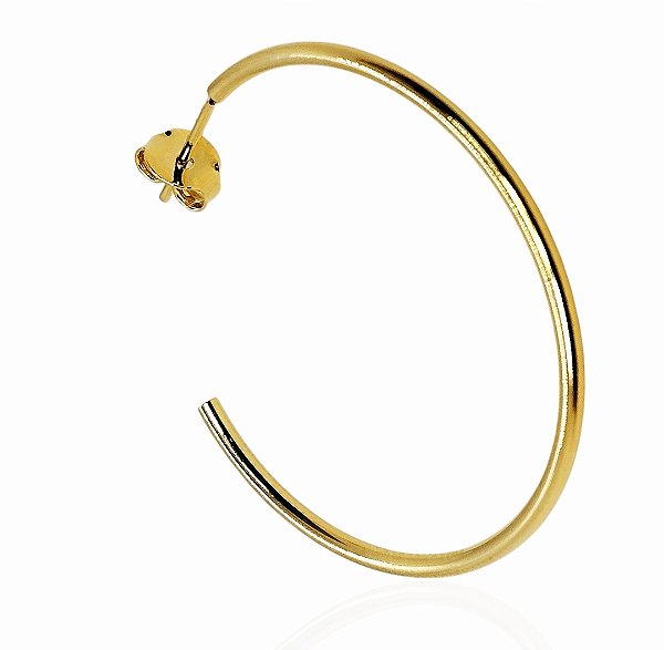 Brinco argola 60mm com tarraxa fio 1,5mm banhado ouro
