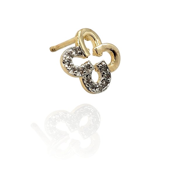 Brinco trevo cravejado banhado ouro