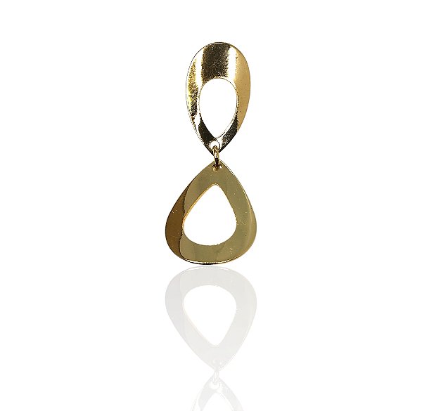 Brinco pendulo gota dupla banhado ouro
