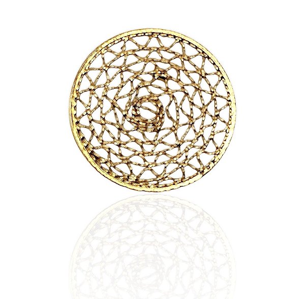 Brinco círculo teia banhado ouro