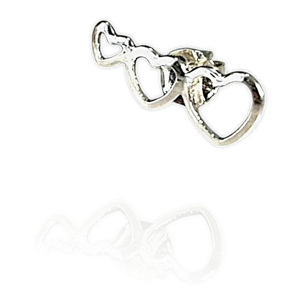 Brinco 3 corações banhado prata