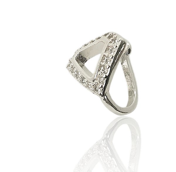 Brinco escudo vazado cravejado piercing fake banhado prata - 1pç