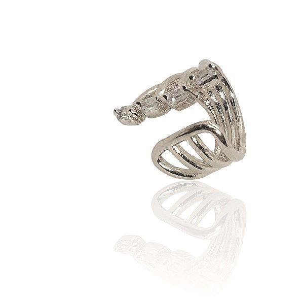 Brinco 4 argolas com zircônias piercing fake banhado prata - 1pç