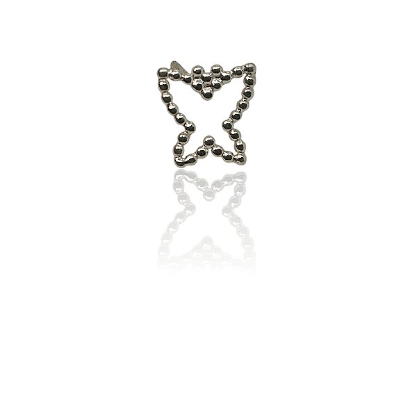 Brinco borboleta perfil bolinhas banhado prata