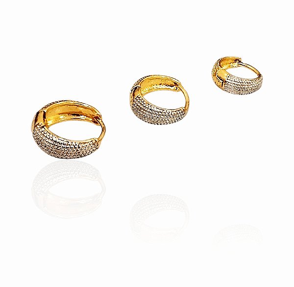 Conjunto brinco 3 argolas ródio 10mm,13mm,16mm banhado ouro