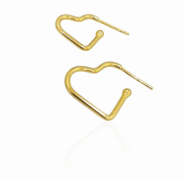 Conjunto brinco 2 argolas coração 15mm,20mm banhado ouro