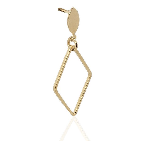 Brinco pendulo losango banhado ouro