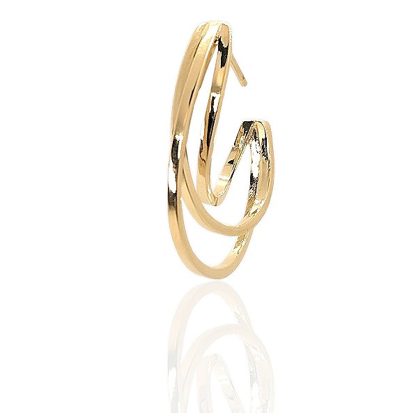 Brinco lua 3 fios banhado ouro