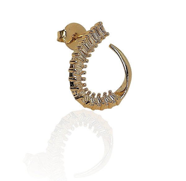Brinco gota com zircônias banhado ouro