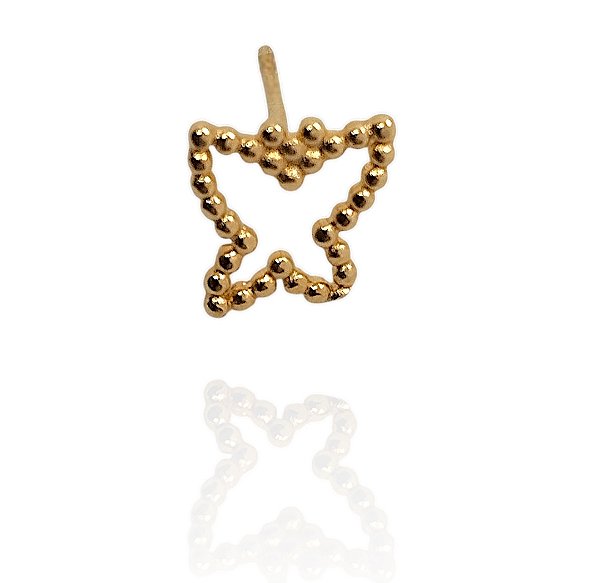 Brinco borboleta perfil bolinhas banhado ouro