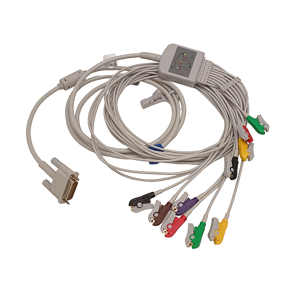 Cabo ECG 10 Vias Compatível Com Ecafix 12s - 15 Pinos
