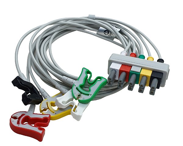 Conjunto Rabicho ECG 5 Vias Compatível Com Philips
