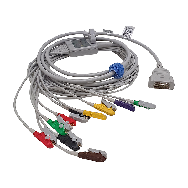 Cabo ECG 10 Vias Garra Compatível Com Ge MAC 500/1000/1200